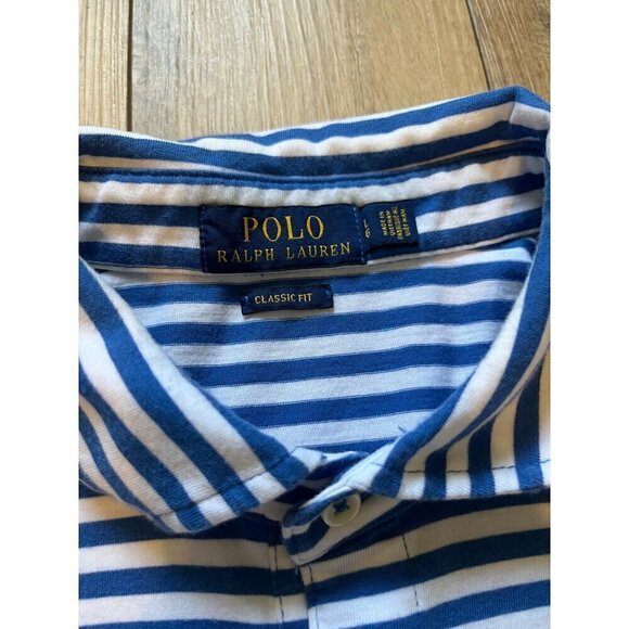Polo Ralph Lauren Classic Fit Short Sleeve Striped Shirt Mens Large Blue *READ - Picture 11 of 12